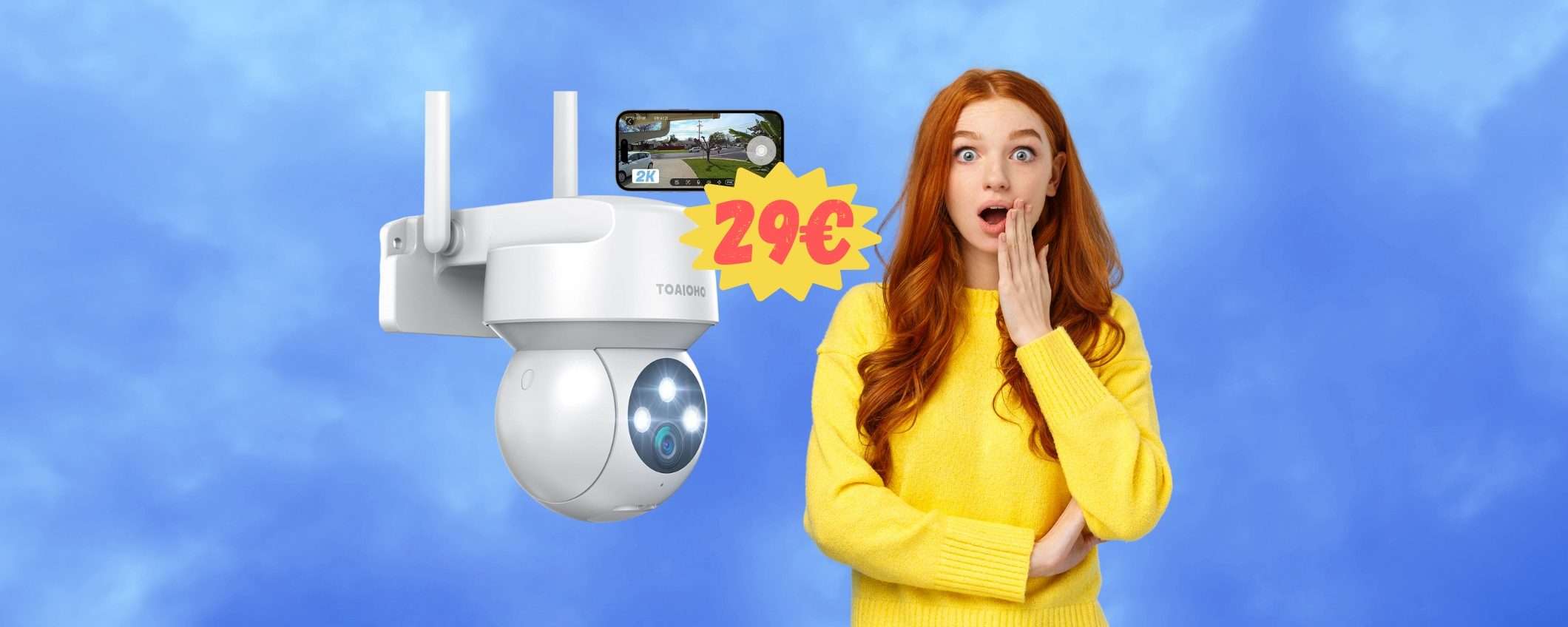 Videocamera di sicurezza WiFi impermeabile a SOLI 29€ su Amazon