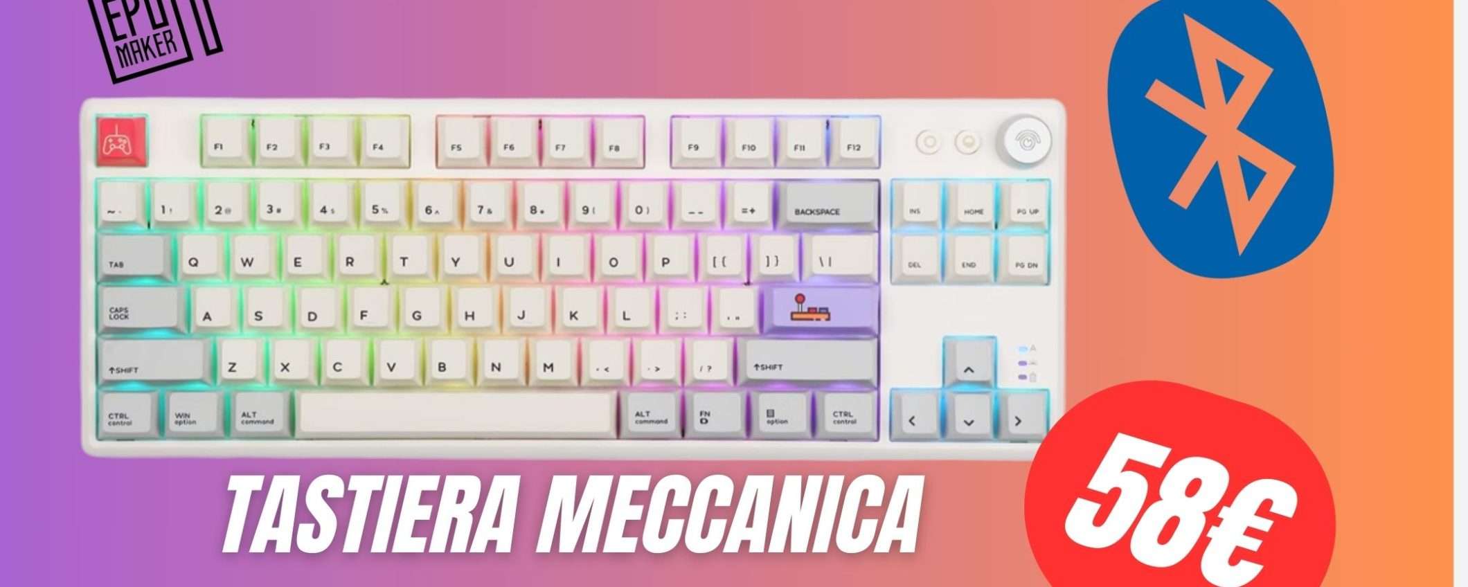 Fantastica Tastiera Meccanica RGB con Bluetooth a 58€ con COUPON ESCLUSIVO!