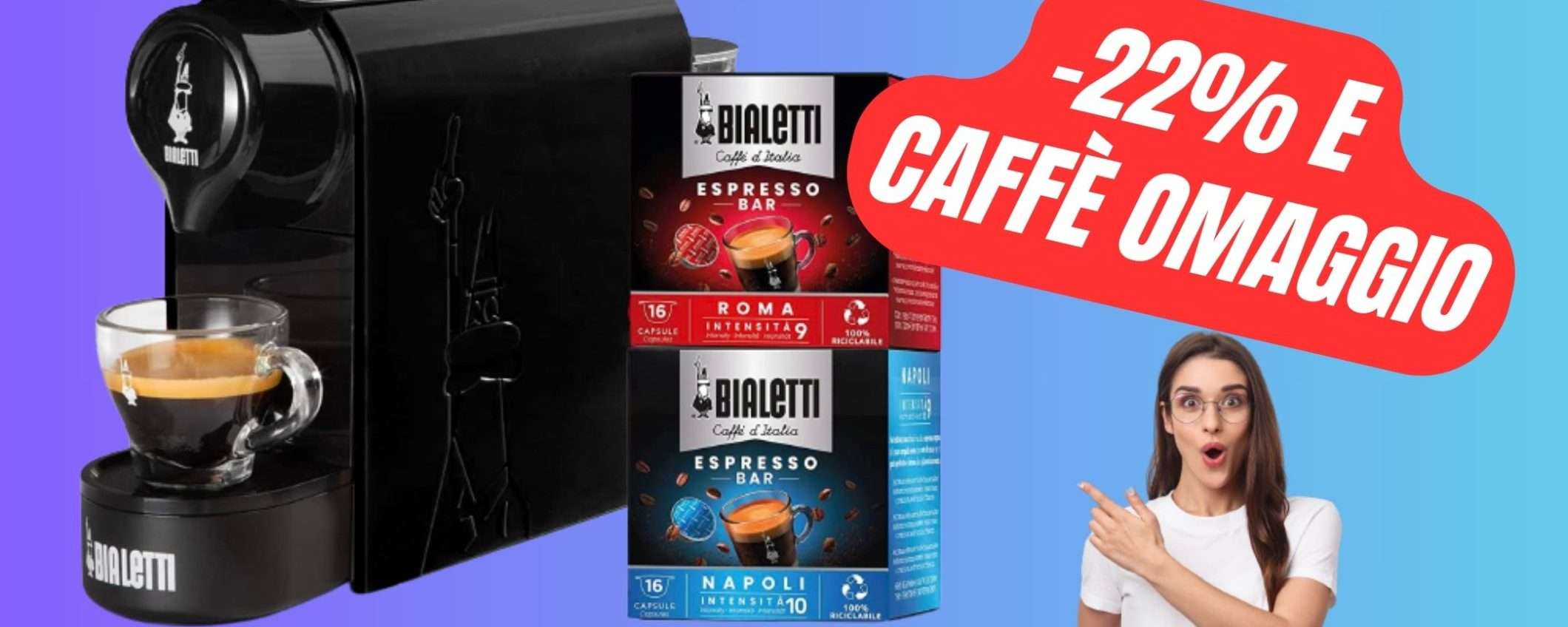 La Macchina per il caffè Bialetti Gioia CROLLA al -22% con CAFFÈ OMAGGIO!