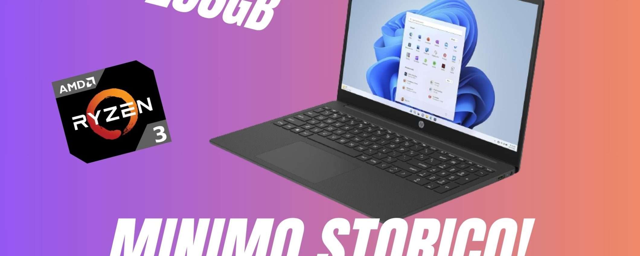 MINIMO STORICO per questo Laptop HP con Ryzen 3, RAM DDR5 ed SSD! (-33%)