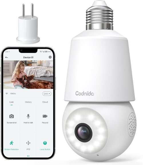 Telecamera Lampadina Smart Wifi HD 360 Di Videosorveglianza E Visione Not