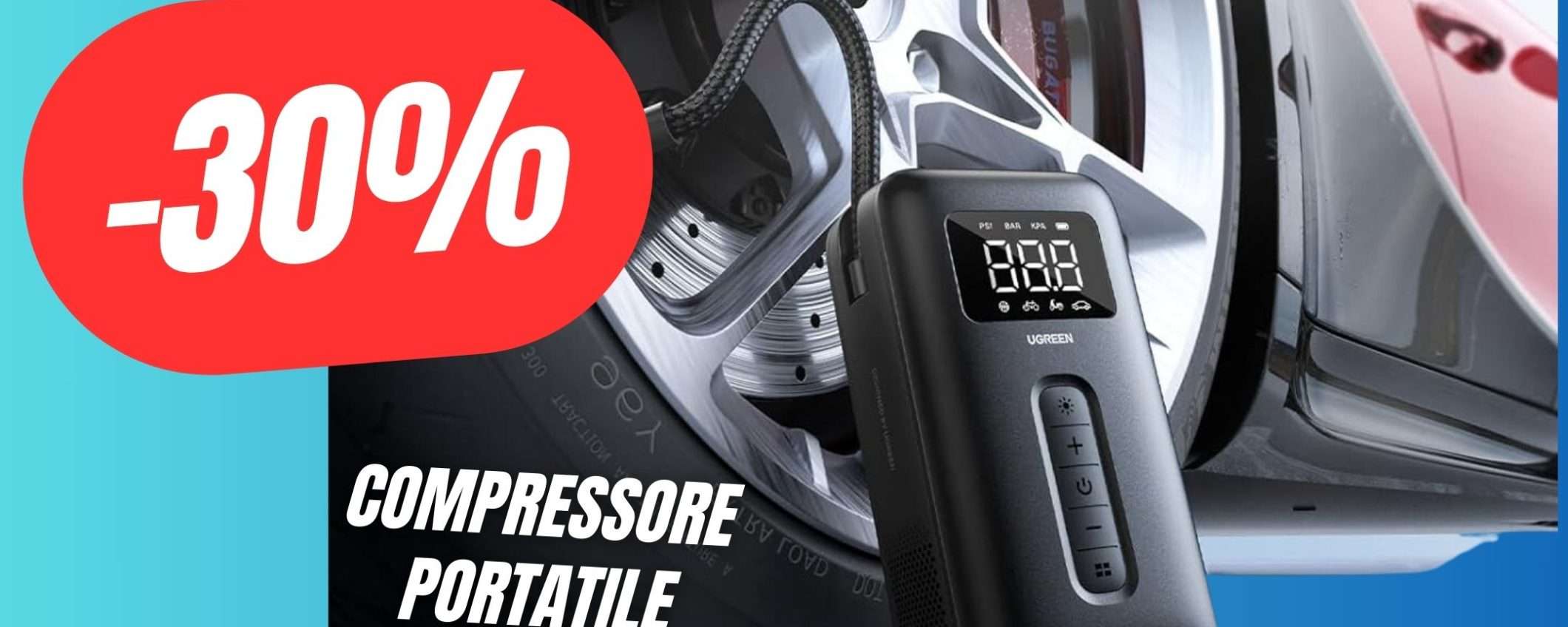 Viaggia in sicurezza col Compressore Portatile, ora in SCONTO del 30% grazie al COUPON!