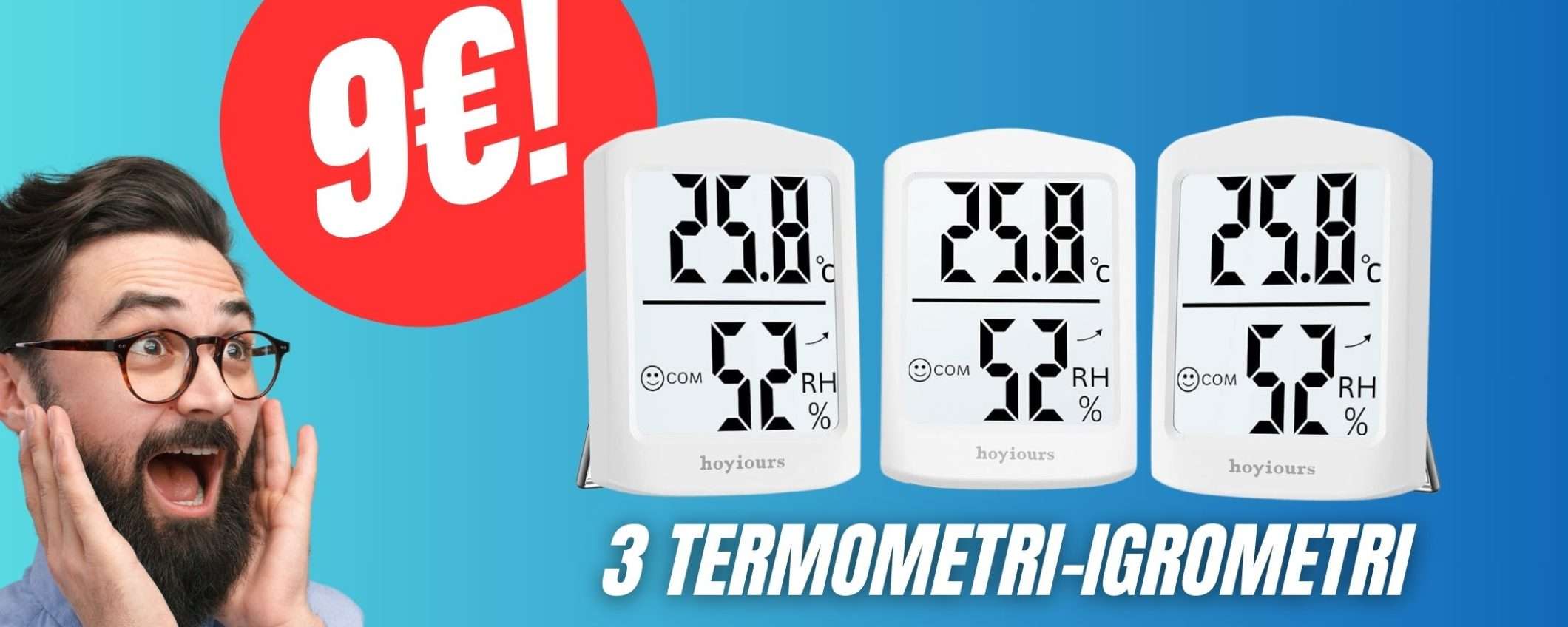 Tieni sotto controllo la tua casa con questo set di 3 Termometri/Igrometri a solo 9€!