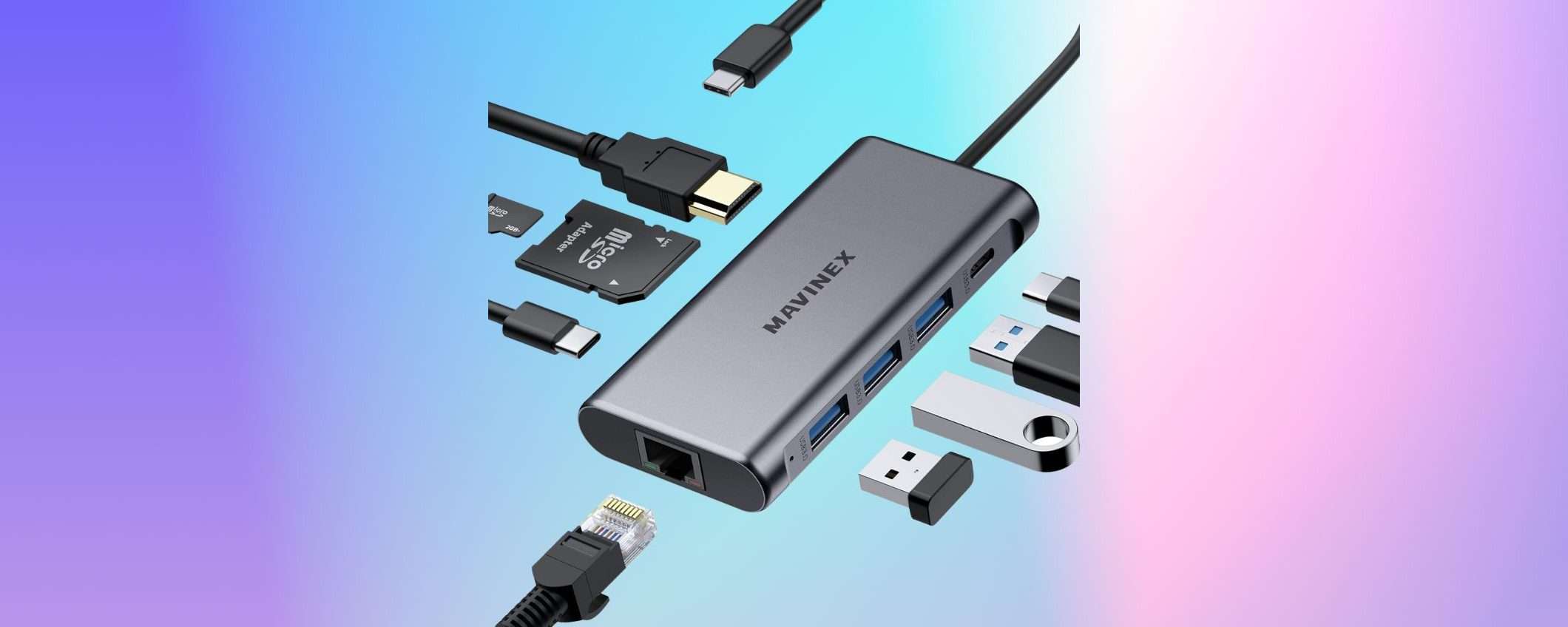 HUB USB-C 9-in-1 al 50% di SCONTO su Amazon (Coupon)