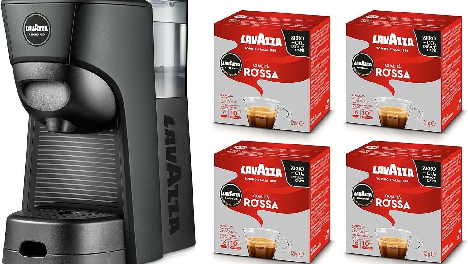 Lavazza A Modo Mio Tiny Eco + 64 capsule in offerta ad un prezzo super