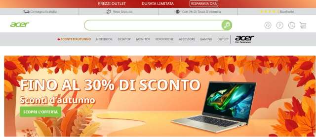 acer store italia sconti autunno