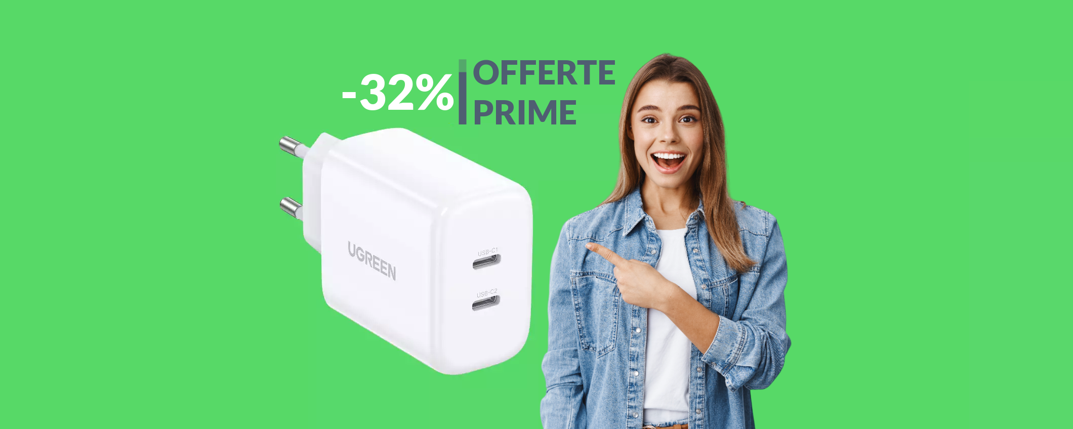 Caricabatterie USB C a 2 ingressi: solo 19€ con le Offerte PRIME