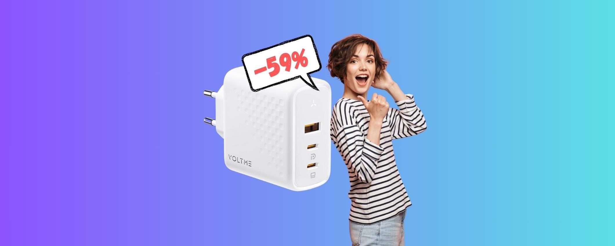 Caricatore USB da 100W con 3 uscite in DOPPIO SCONTO (-59%)