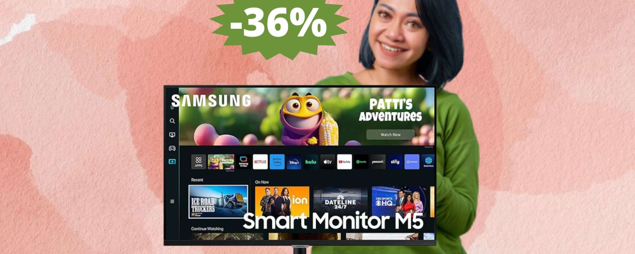 Samsung Smart monitor M5: MEGA sconto del 36% su Amazon