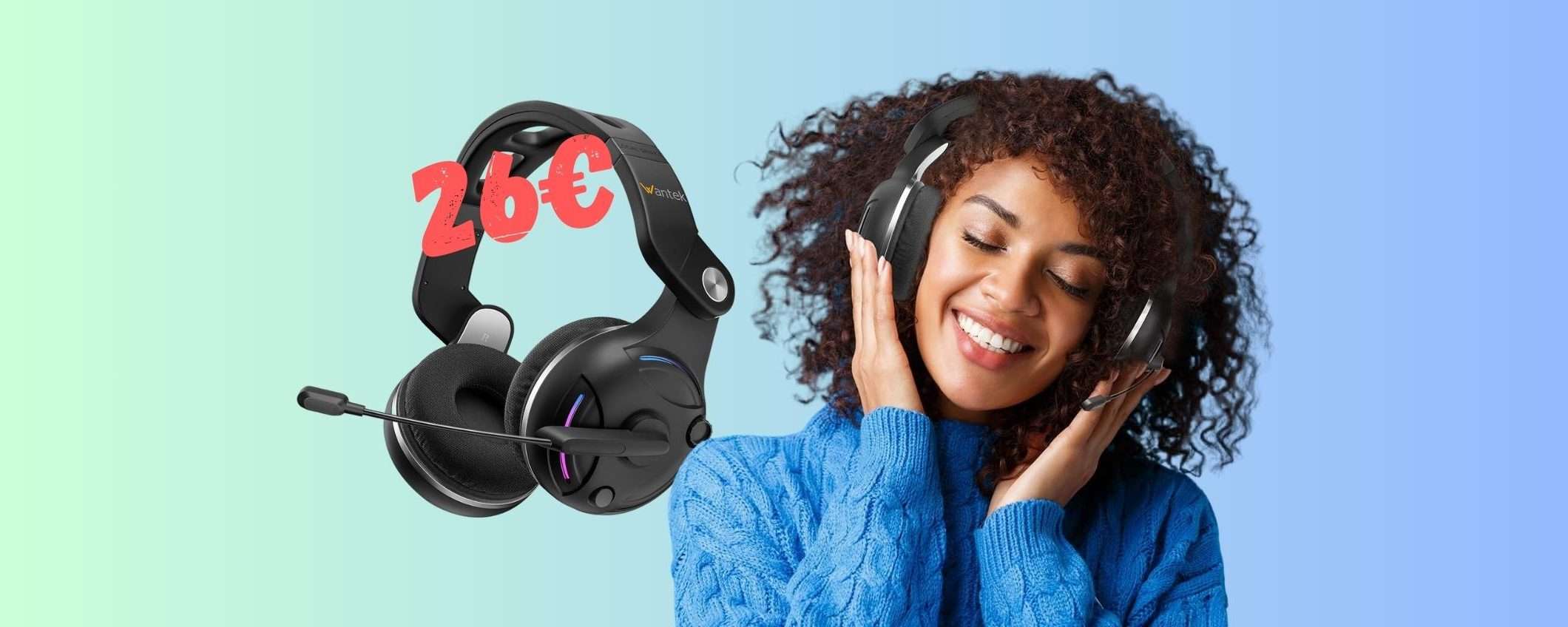 Cuffie Bluetooth con microfono e autonomia da 48h a 26€