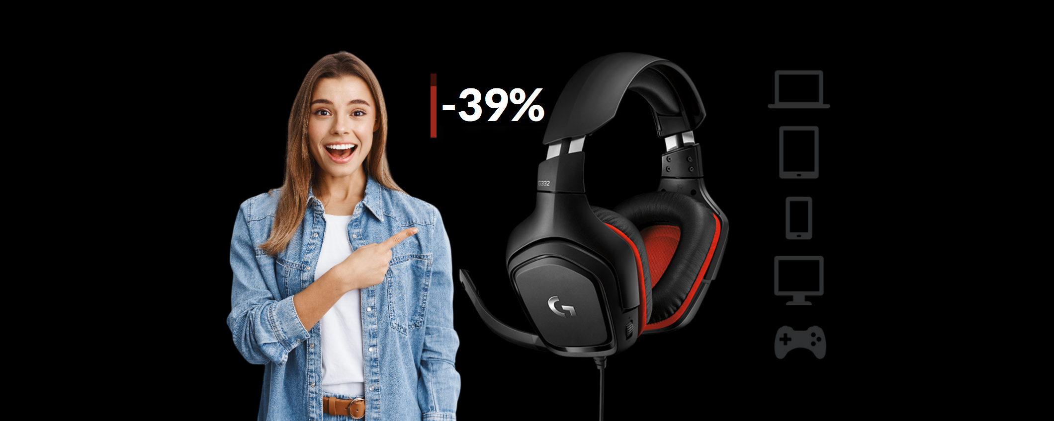 Cuffie gaming Logitech regolabili, comode e potenti: BOMBA a 37€