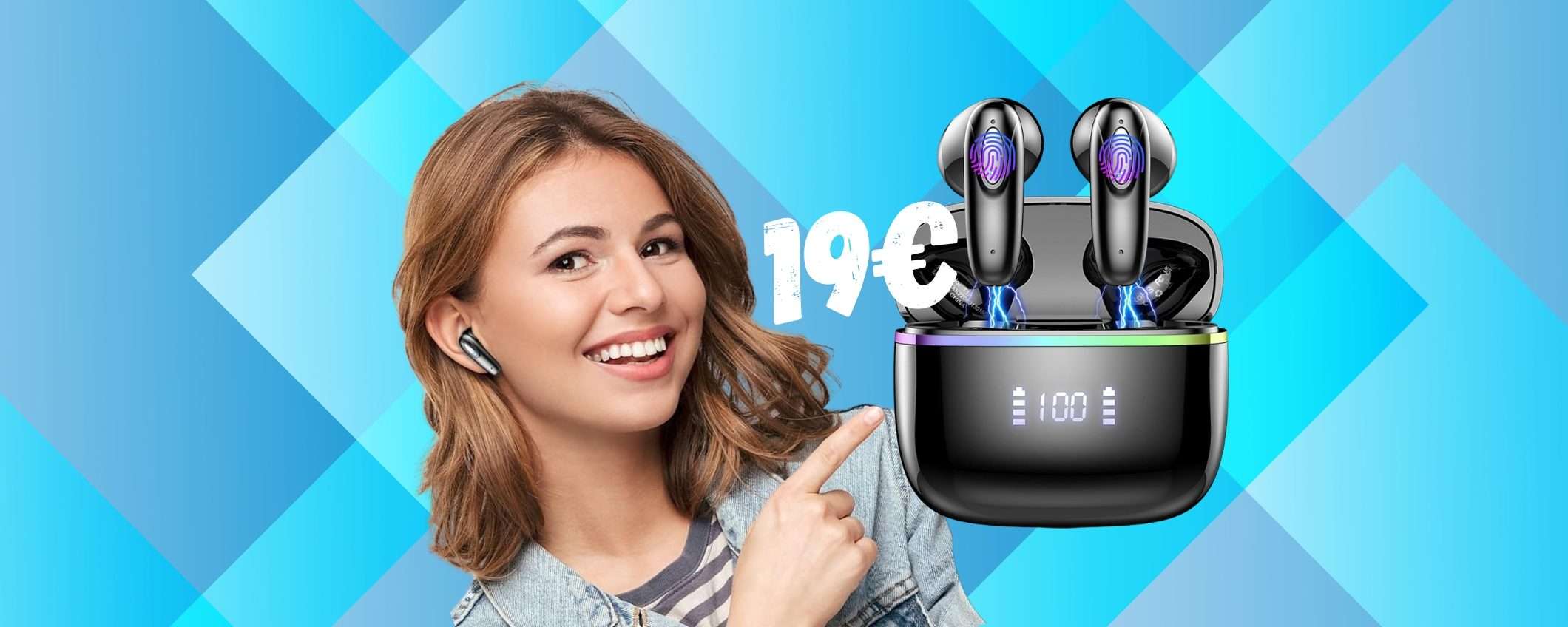 Cuffiette Bluetooth con cancellazione rumore e 40h di autonomia (19€)