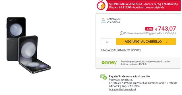 samsung galaxy z flip 5 offerta