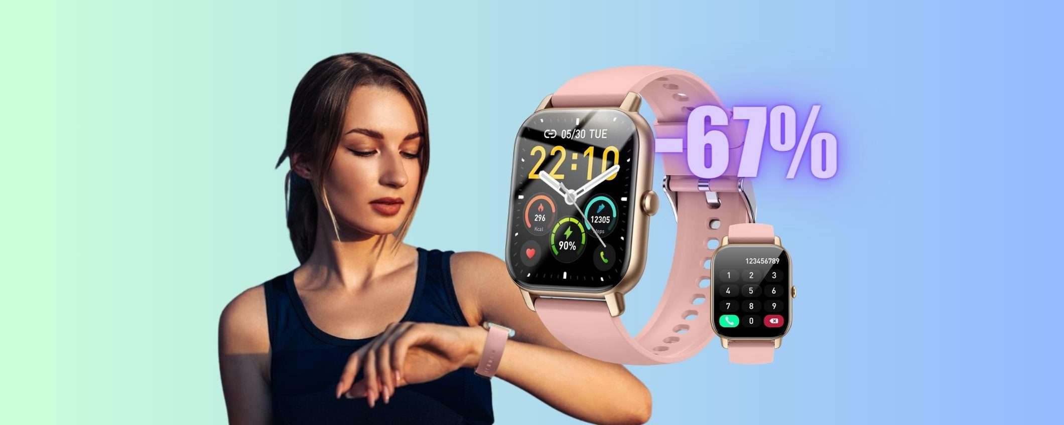 Smartwatch con microfono per chiamate e impermeabile (-67%)