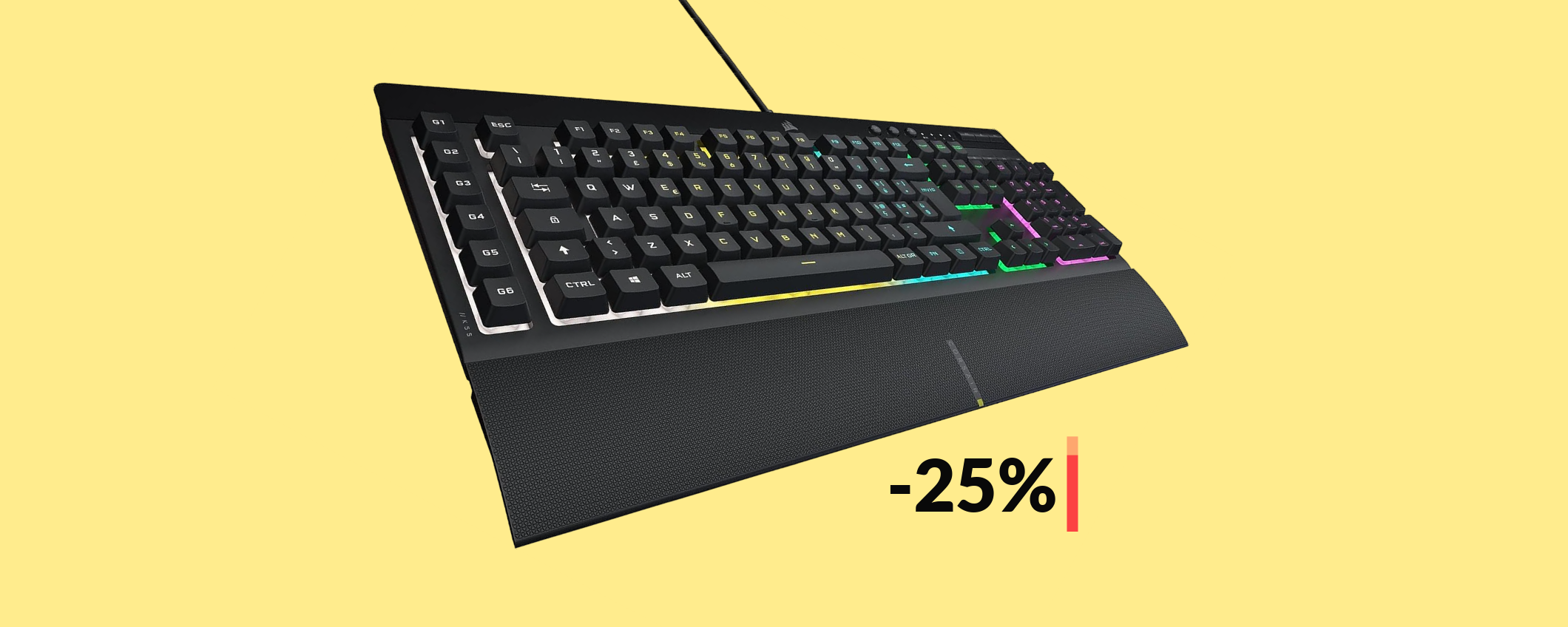 Tastiera Corsair da GAMING, retroilluminata ed impermeabile (44€)