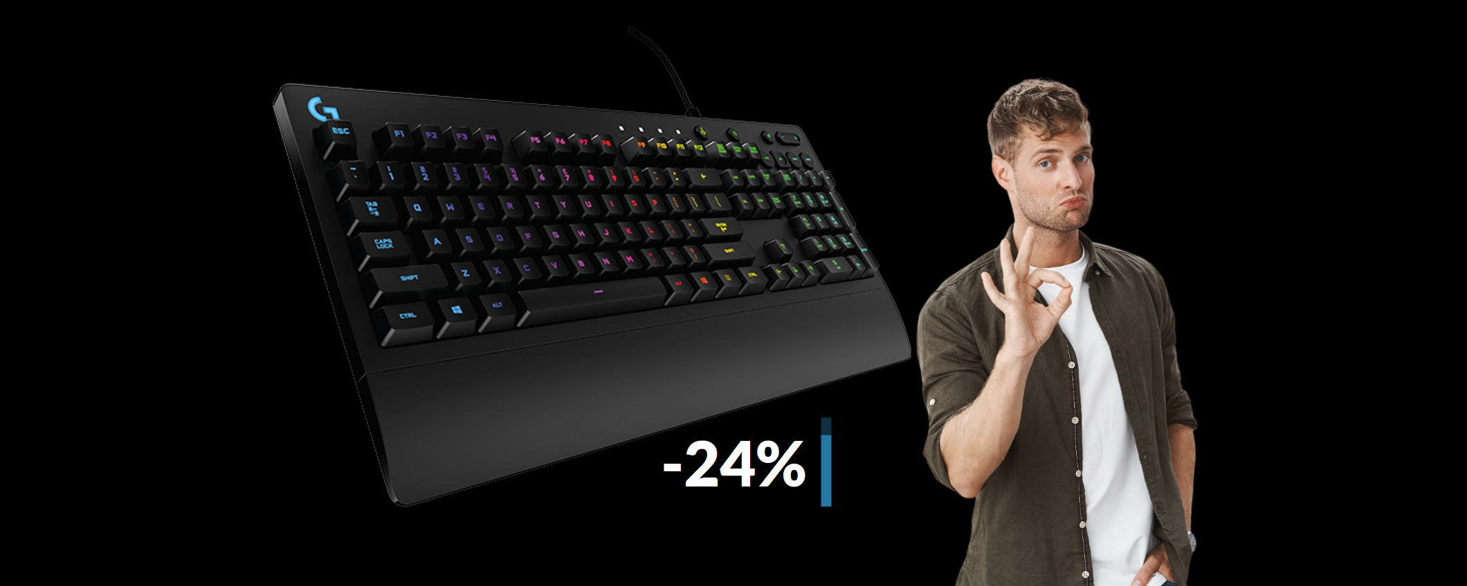 Tastiera Logitech da GAMING retroilluminata e impermeabile (67€)