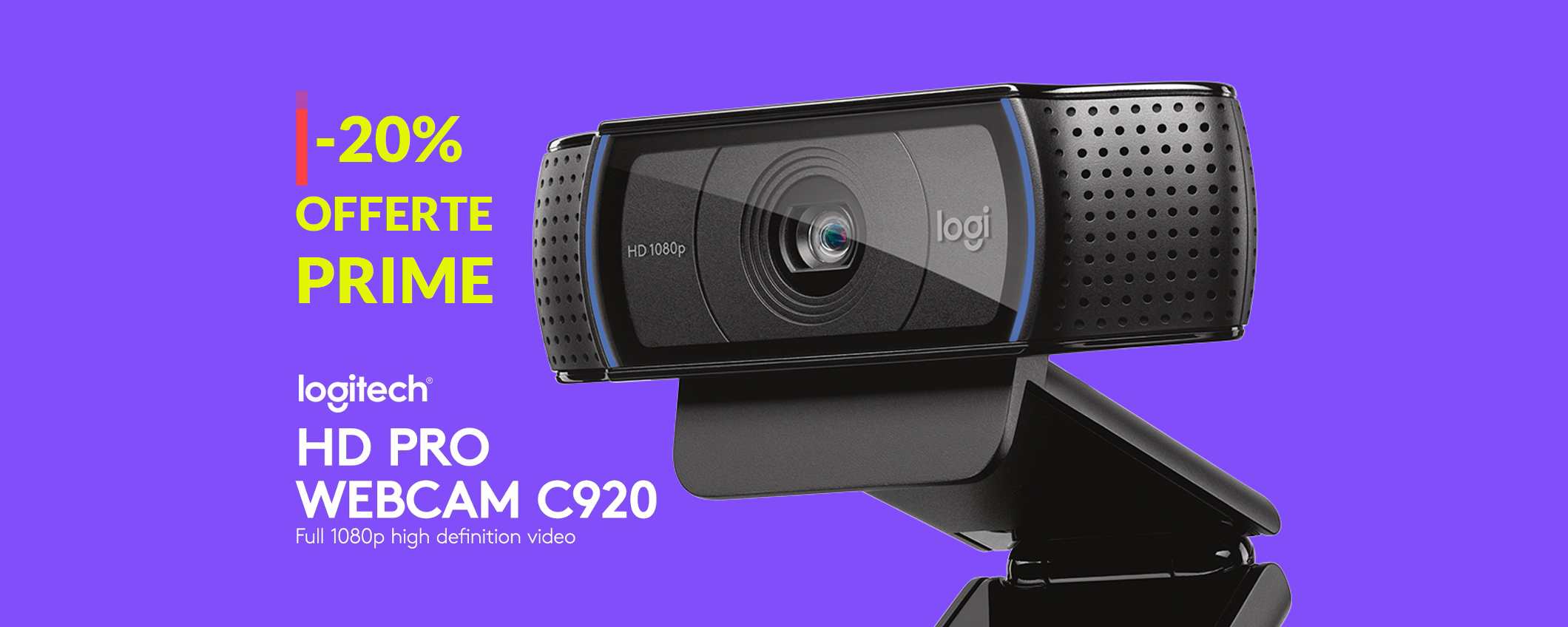 Webcam Logitech FullHD: regolabile e con due microfoni (56€)