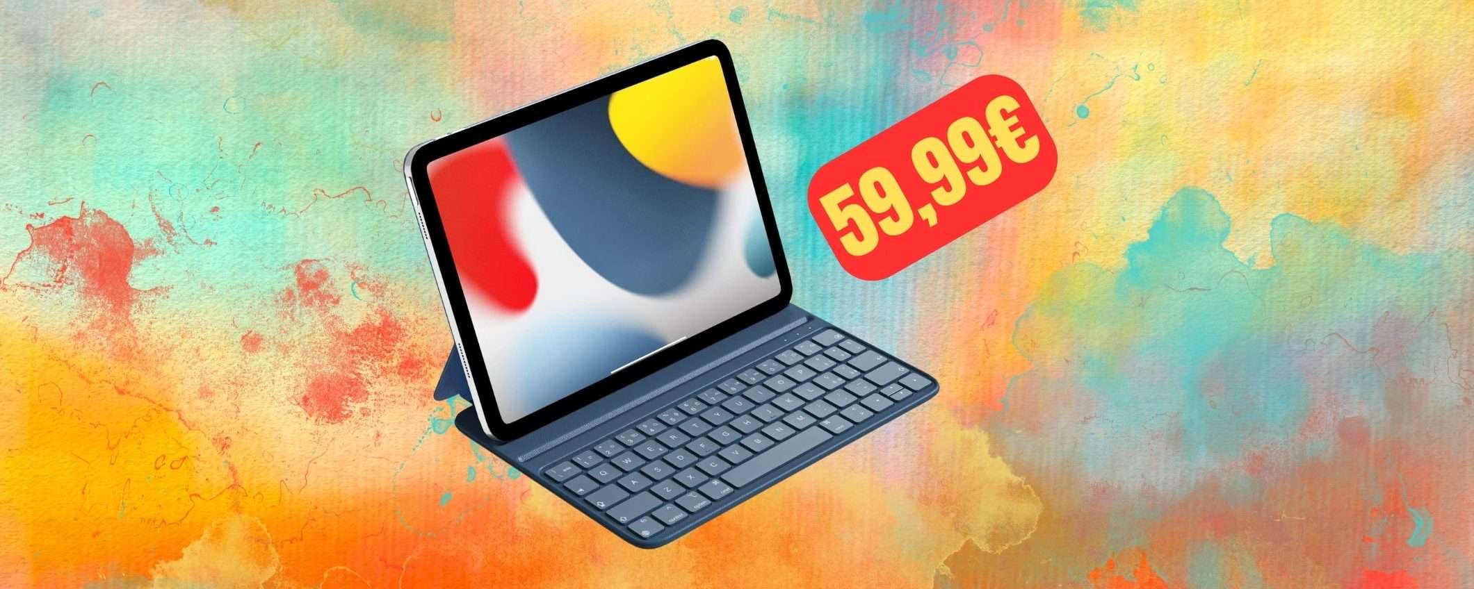 Questa cover tastiera per iPad è comodissima e costa solo 59€ in offerta