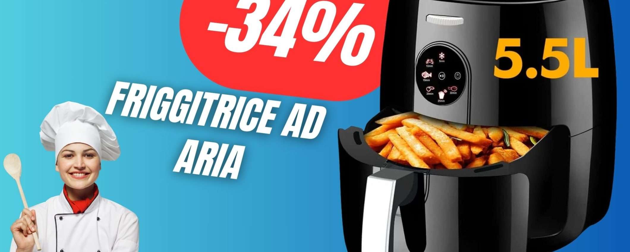 Questa MEGA Friggitrice ad Aria da 5,5 Litri costa meno di 50€ con questo SCONTO!