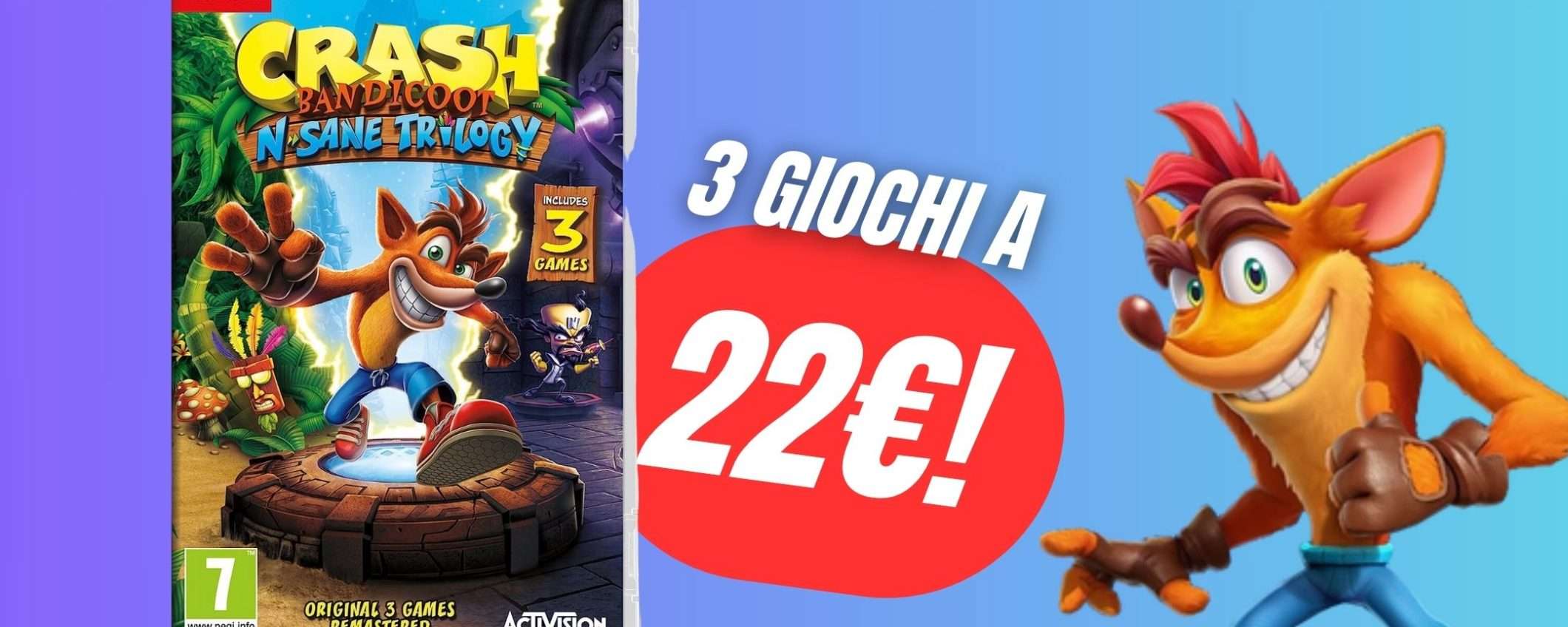 La Trilogia di Crash Bandicoot CROLLA al -47% su Amazon!