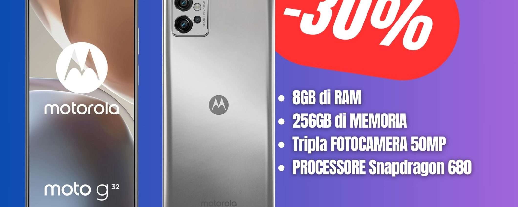 SCONTO PAZZESCO per lo Smartphone Motorola con 8GB di RAM, 256GB di Memoria e Tripla fotocamera 50MP a soli 161€!