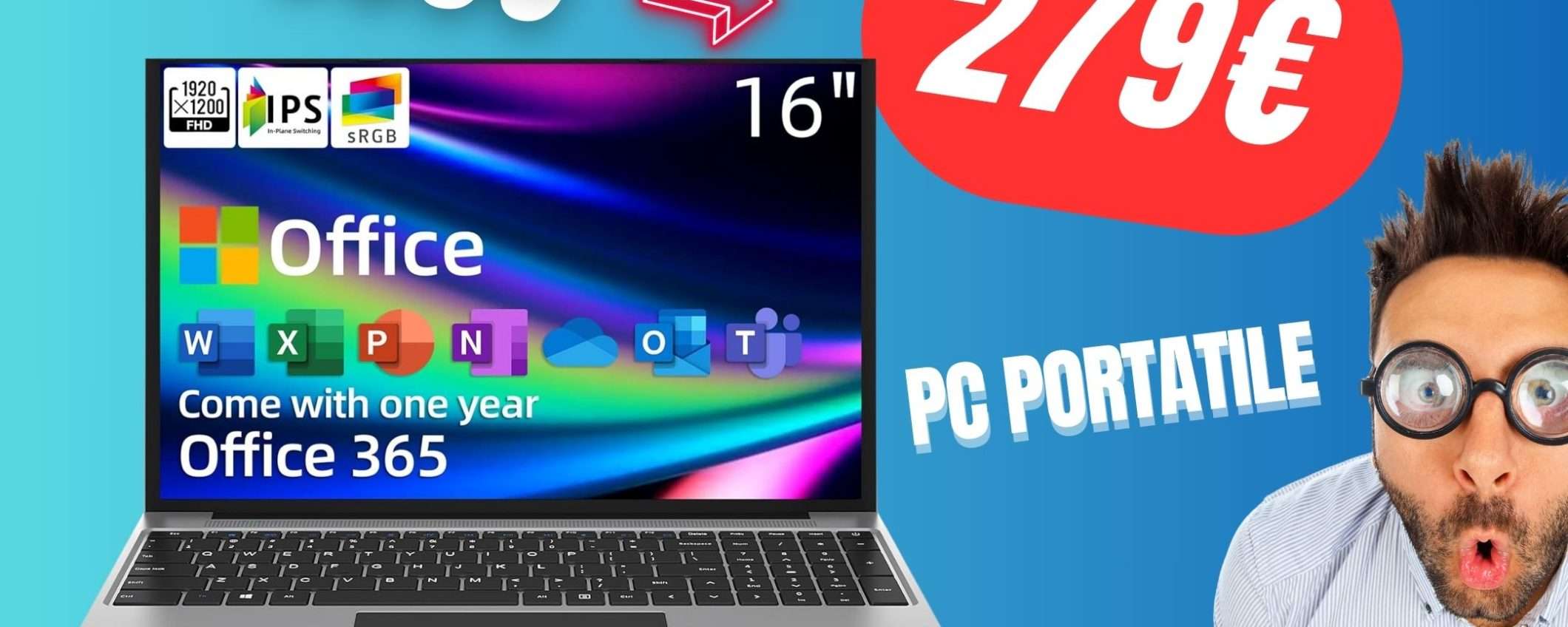 Questo PC Portatile passa da 999€ a soli 279€! SCONTO del -72%, approfittane finché fai in tempo!