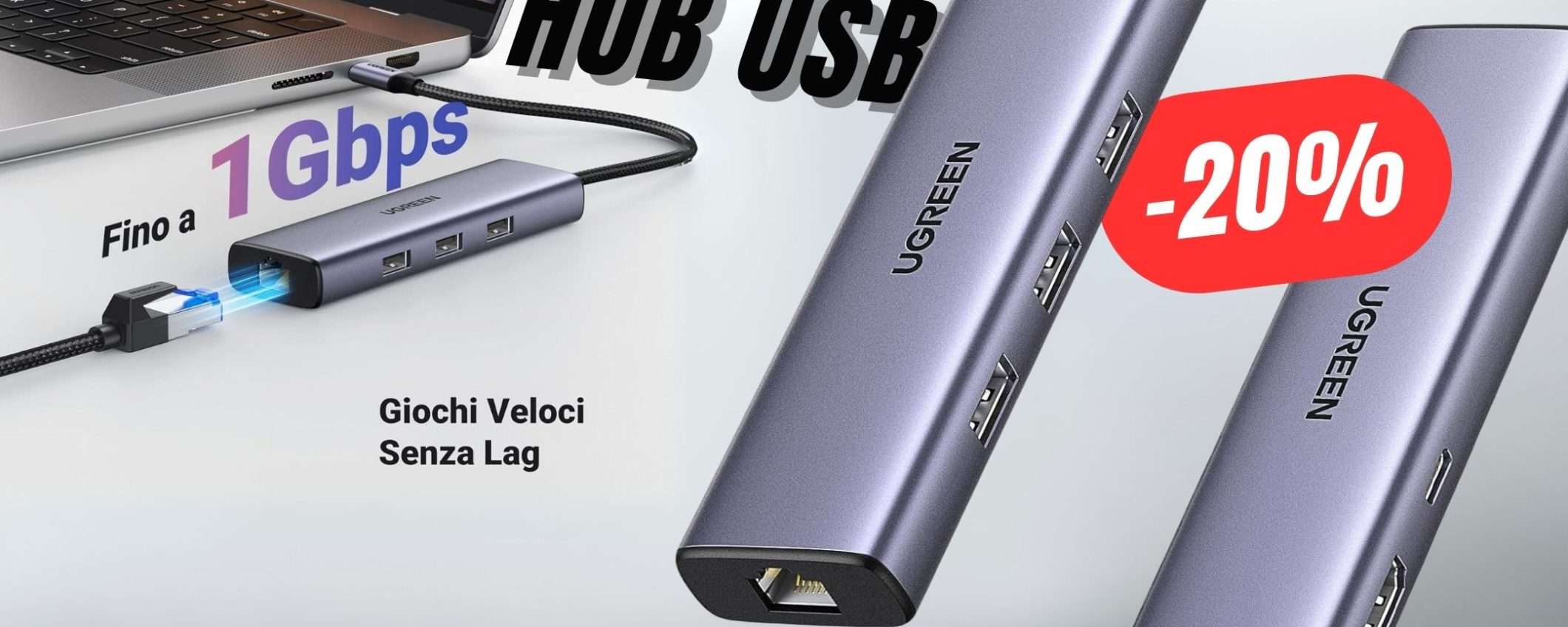 Collega qualsiasi dispositivo al tuo Portatile con questo Hub USB (con COUPON del 20%)