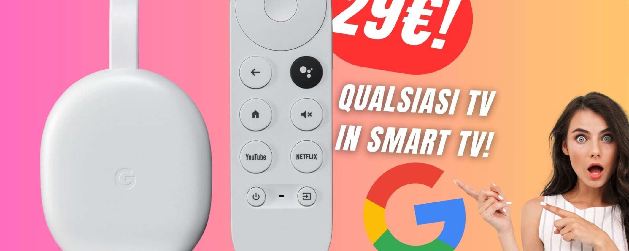 Trasforma qualsiasi televisore in una Smart TV con soli 29€ grazie al Google Chromecast!