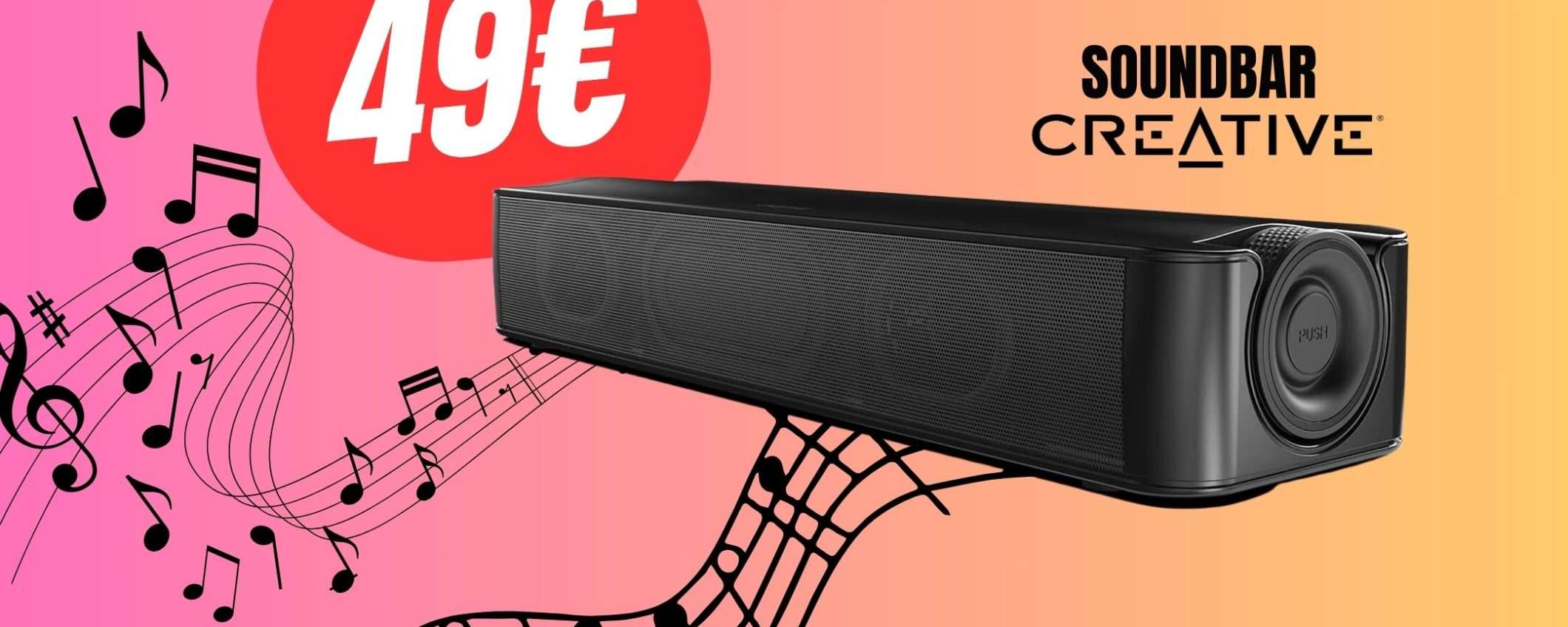 La soundbar di CREATIVE crolla al disotto dei 50€ grazie al COUPON!