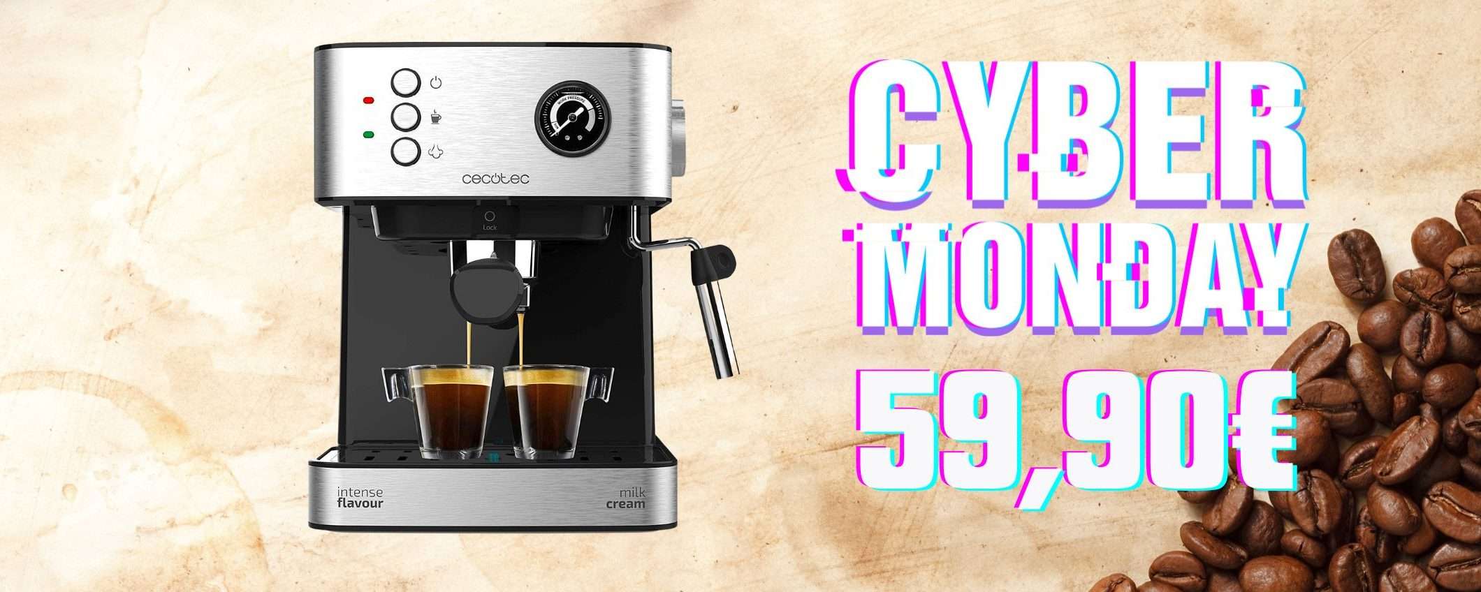 Macchina del caffè professionale a 59,99 euro per il Cyber Monday (-38%)