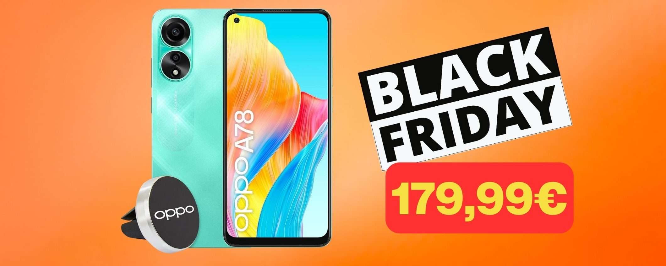 Smartphone OPPO A78 (AI 50+2MP, 90Hz e 5000mAh) a soli 179,99 euro per il Black Friday