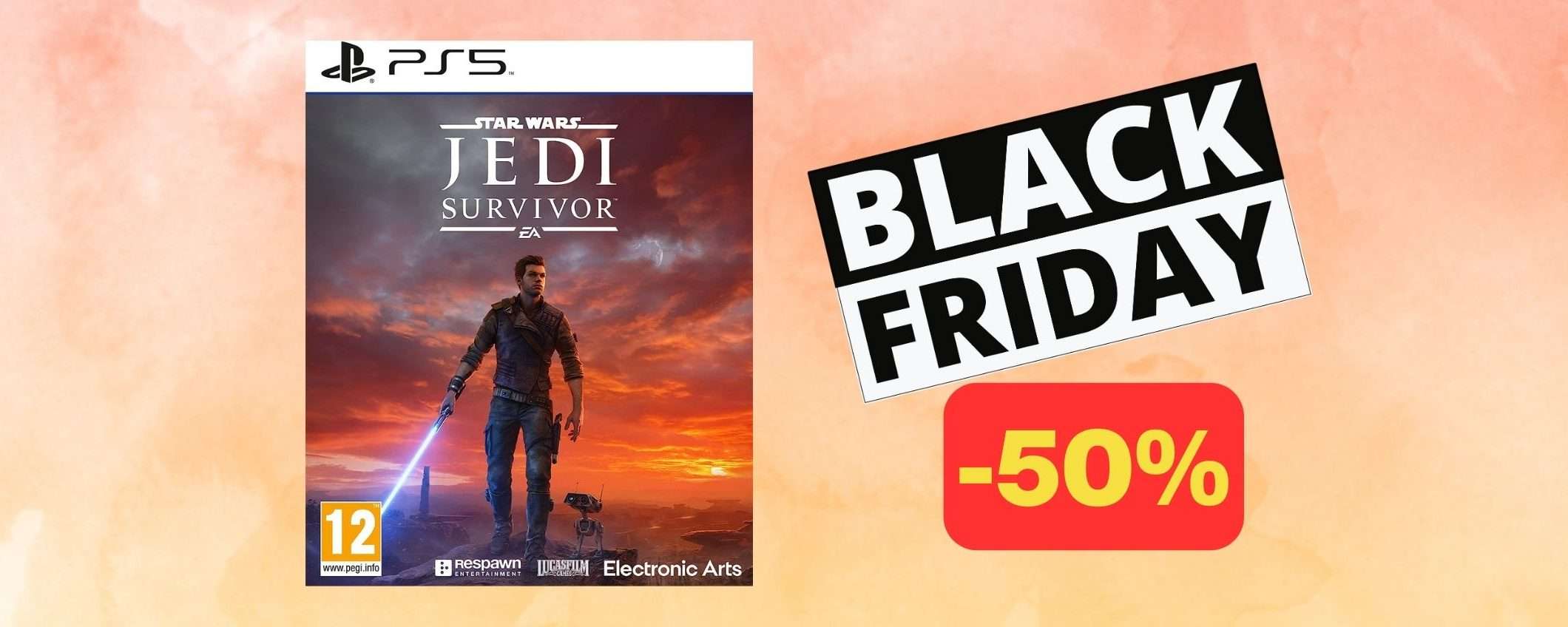 Star Wars Jedi Survivor in SCONTO RECORD per il Black Friday (-50%)