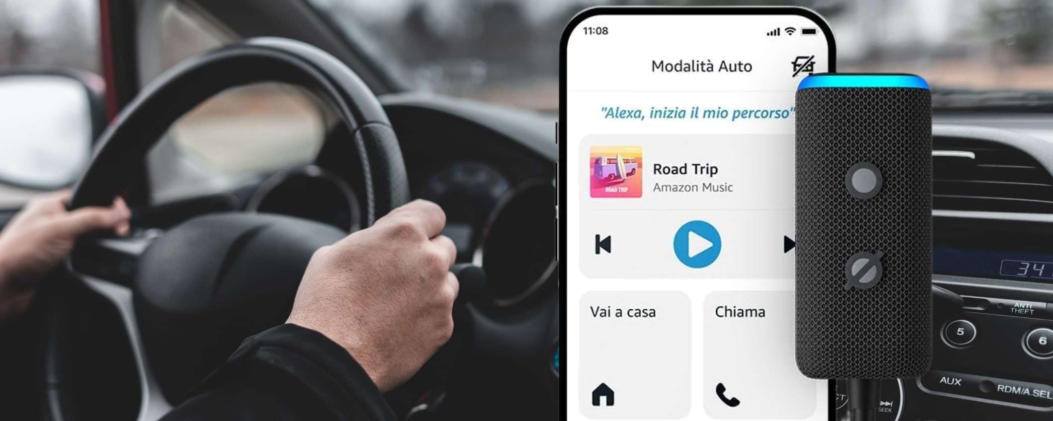 Nuovo Echo Auto a 34€ su Amazon: sconto 50% e vecchia auto SUBITO SMART