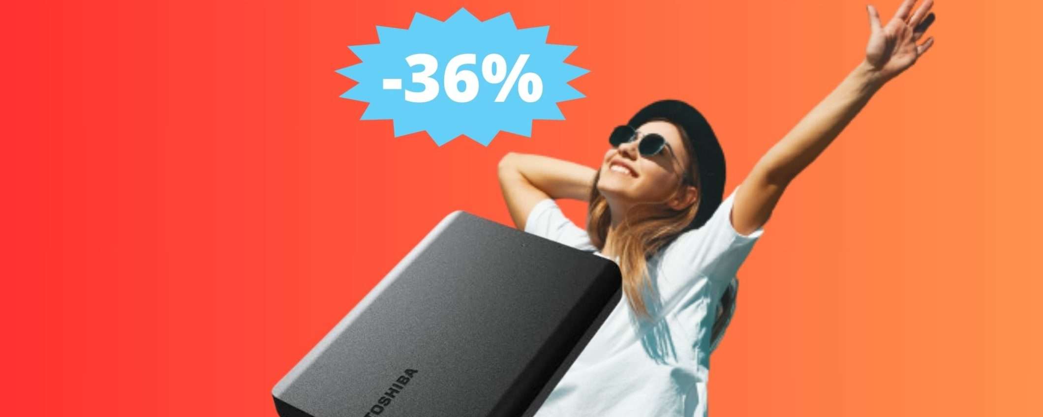 Toshiba CANVIO BASICS 4TB: MEGA sconto del 36% su Amazon