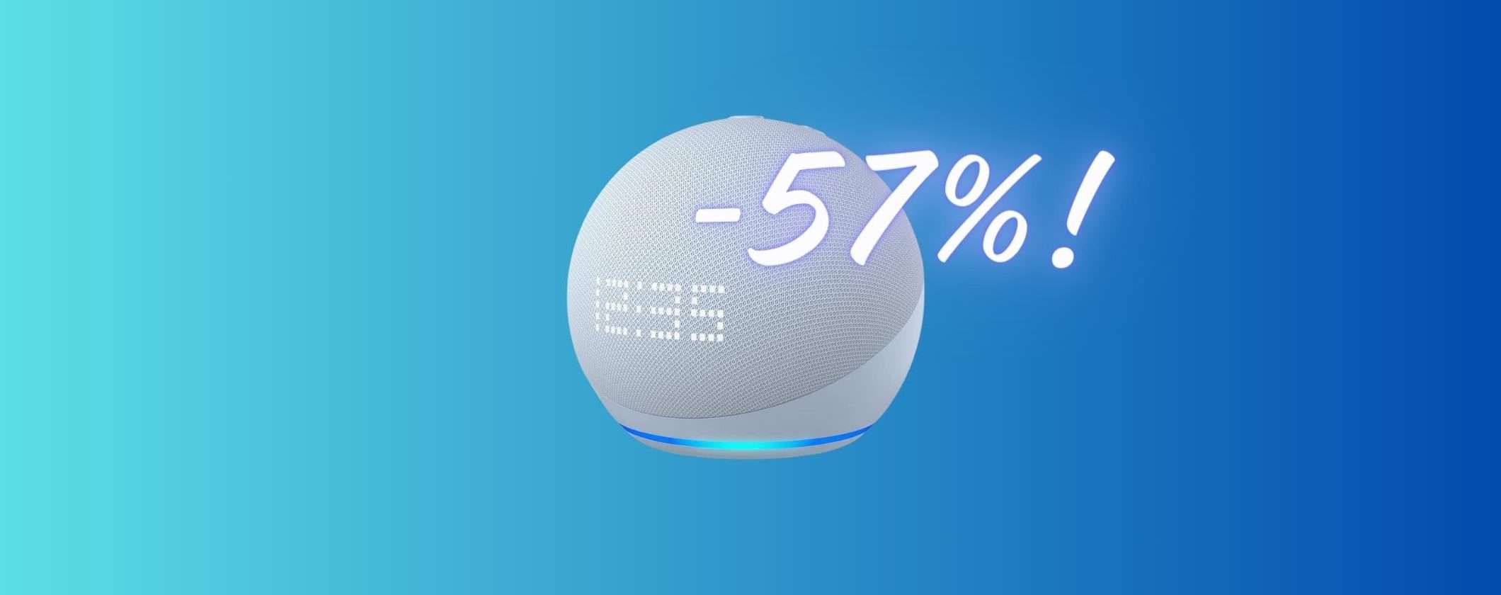 Echo Dot 5 con Orologio a -57% per il Black Friday Amazon