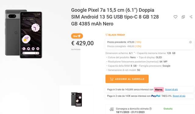 google pixel 7a unieuro