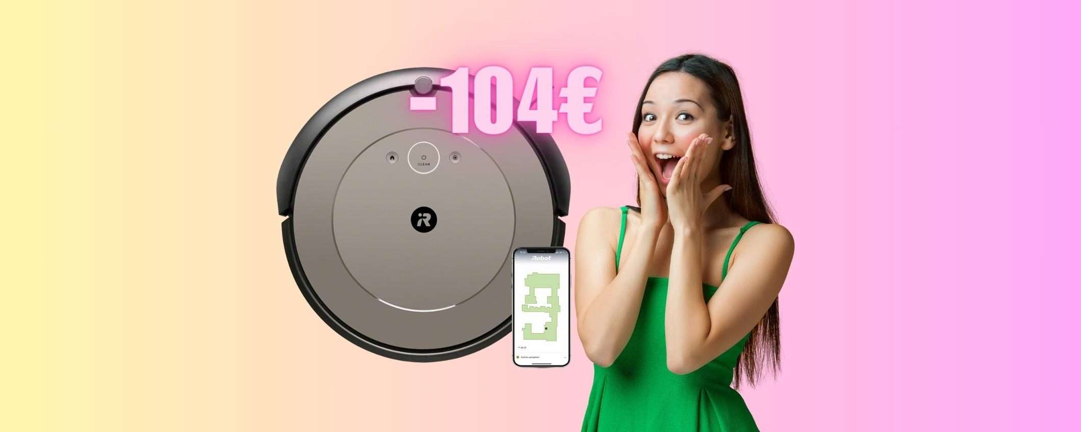 iRobot Roomba: robot aspirapolvere multisuperficie a 104€ in MENO