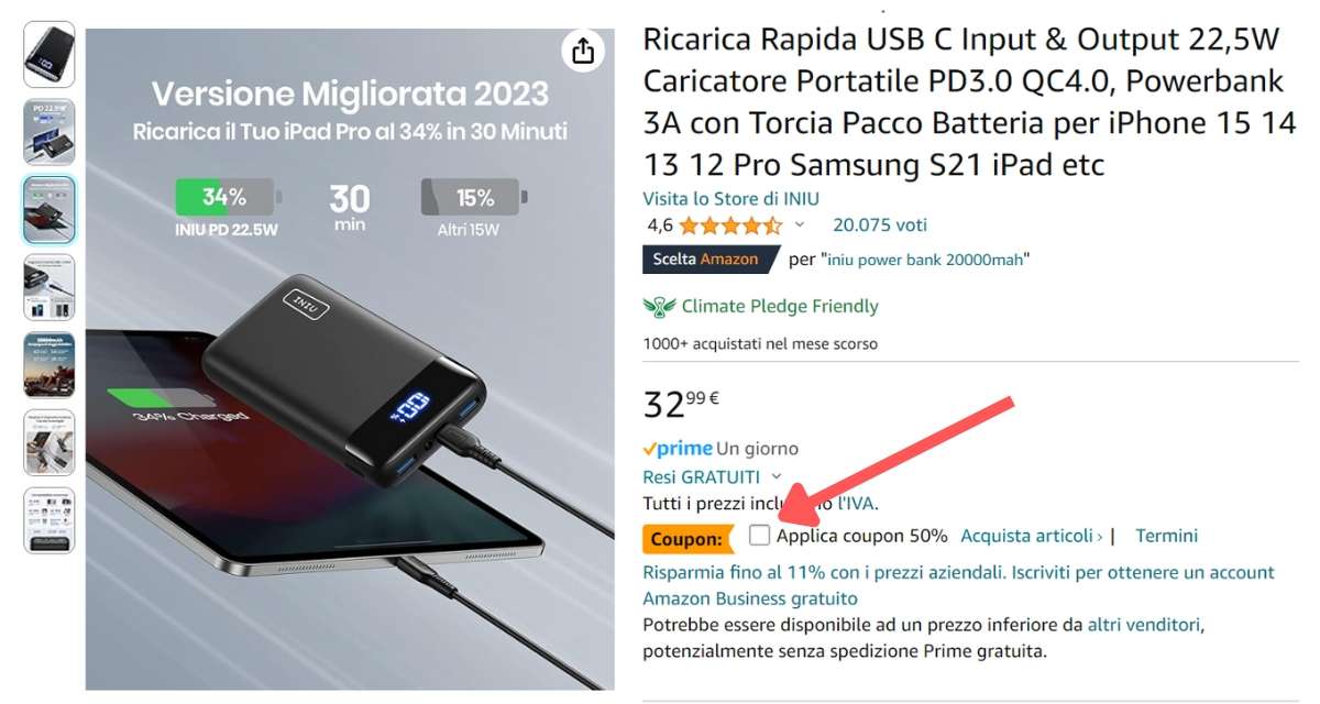 power-bank-veloce-potente-sconto-50-amazon-coupon