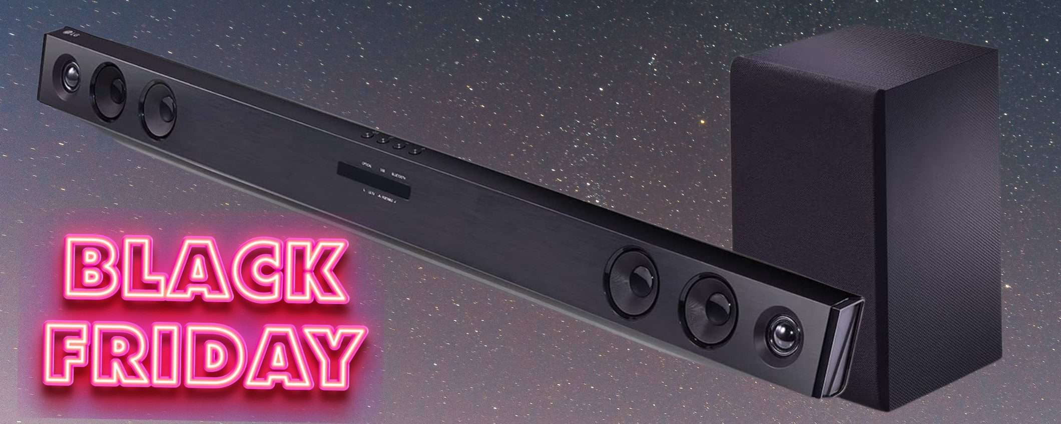 LG, soundbar 300W con subwoofer esterno:la BOMBA a prezzo SHOCK (119€)