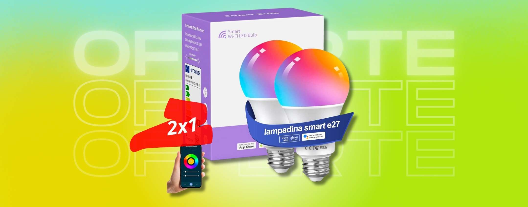 Lampadine SMART multicolor, controllo vocale e da remoto (coupon)