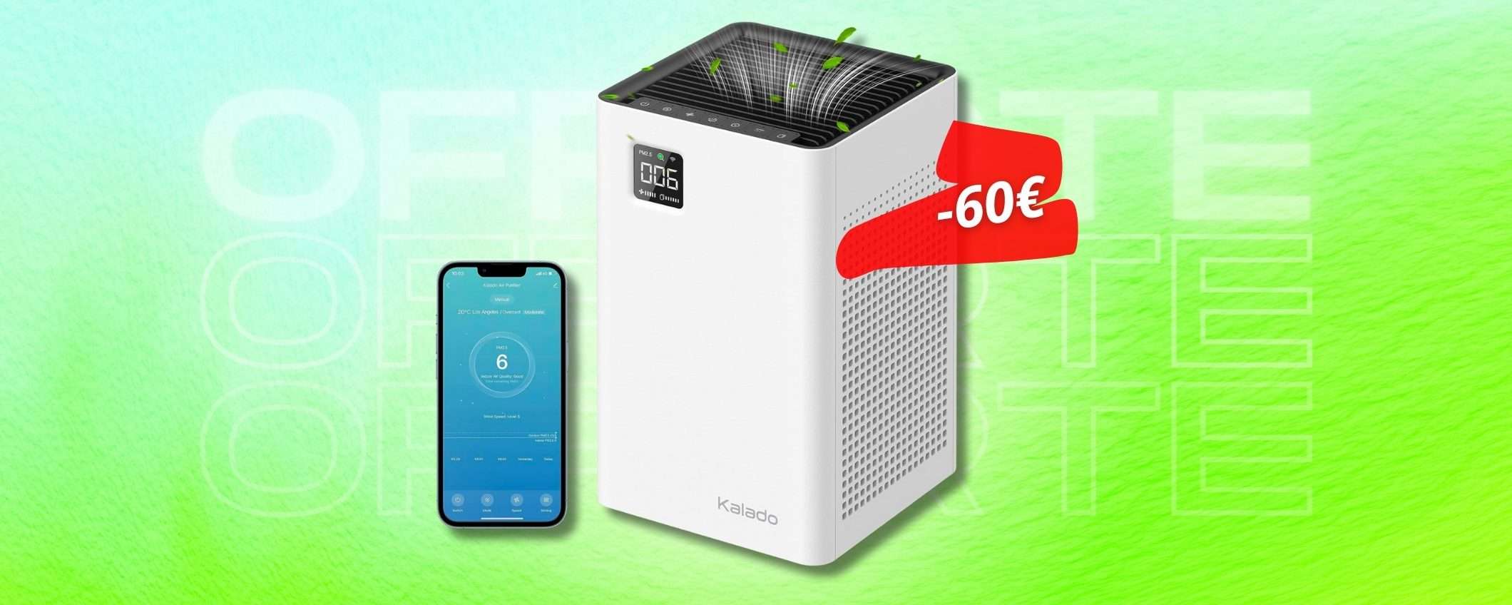 Purificatore Aria, uno per tutta casa: 120 mq² di copertura a 69€