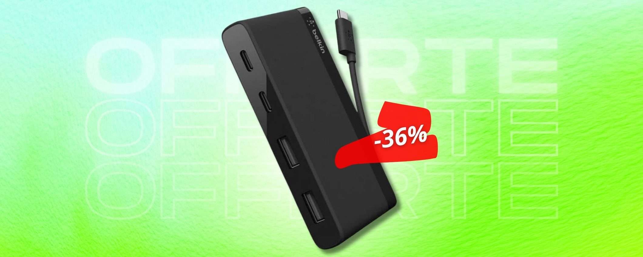 Piccolo HUB 4in1 da portare con te: velocità e comodità con sconto 36%