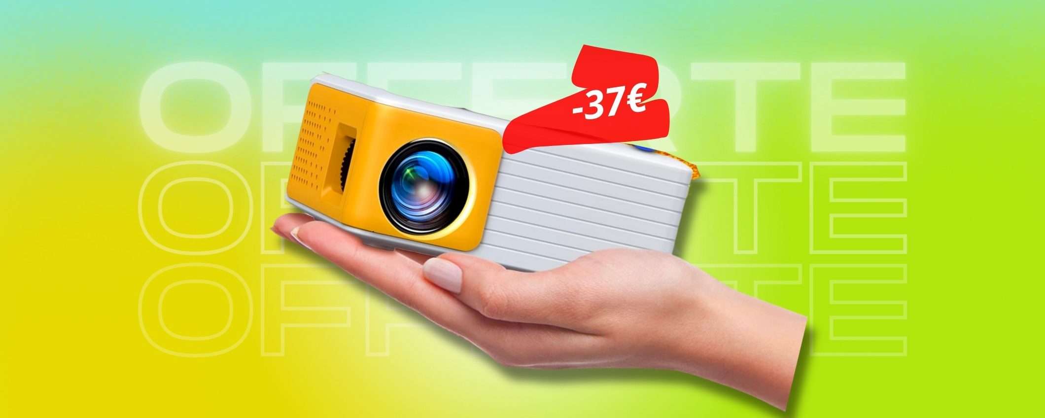 MINUSCOLO proiettore portatile che rende casa un cinema: doppio sconto