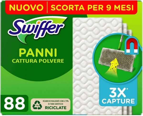 Swiffer MAXI SCORTA a 10€ su : 88 panni STERMINA polvere (-50%)