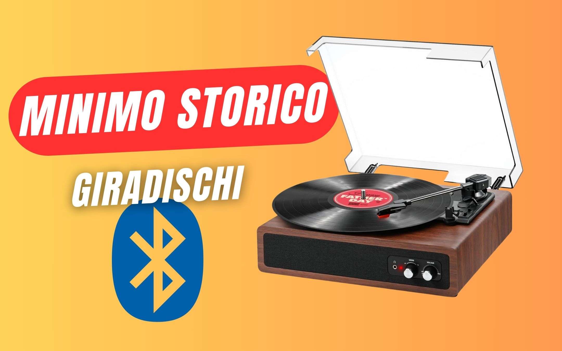 Giradischi in vinile, Bluetooth con Altoparlanti 3 velocità Vintage