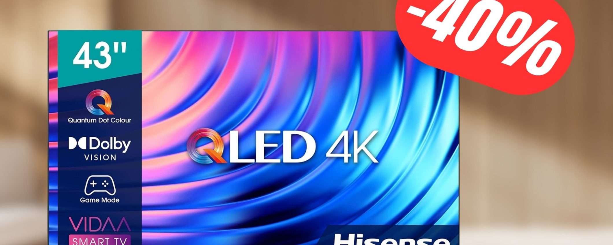 SCONTO FOLLE del 40% per il TV 4K di Hisense!