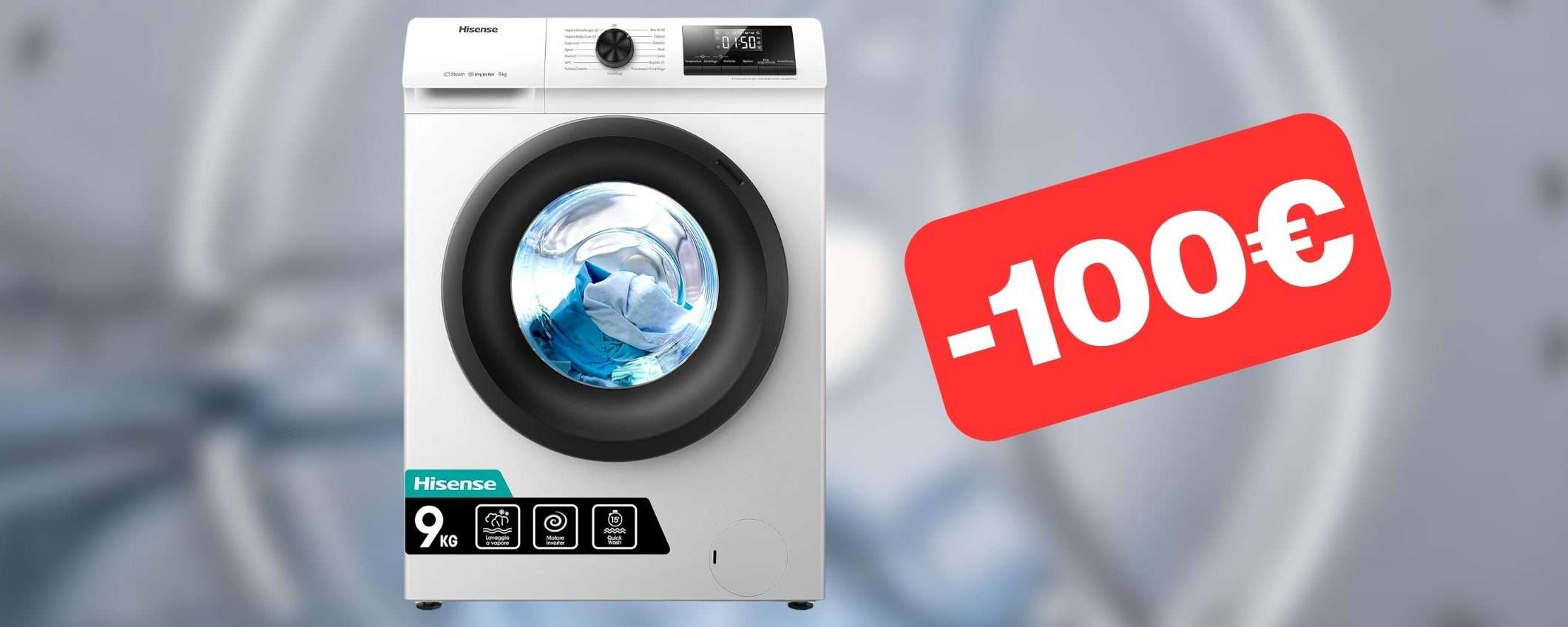 Lavatrice Hisense 9kg: 100€ di sconto su Amazon con questo coupon