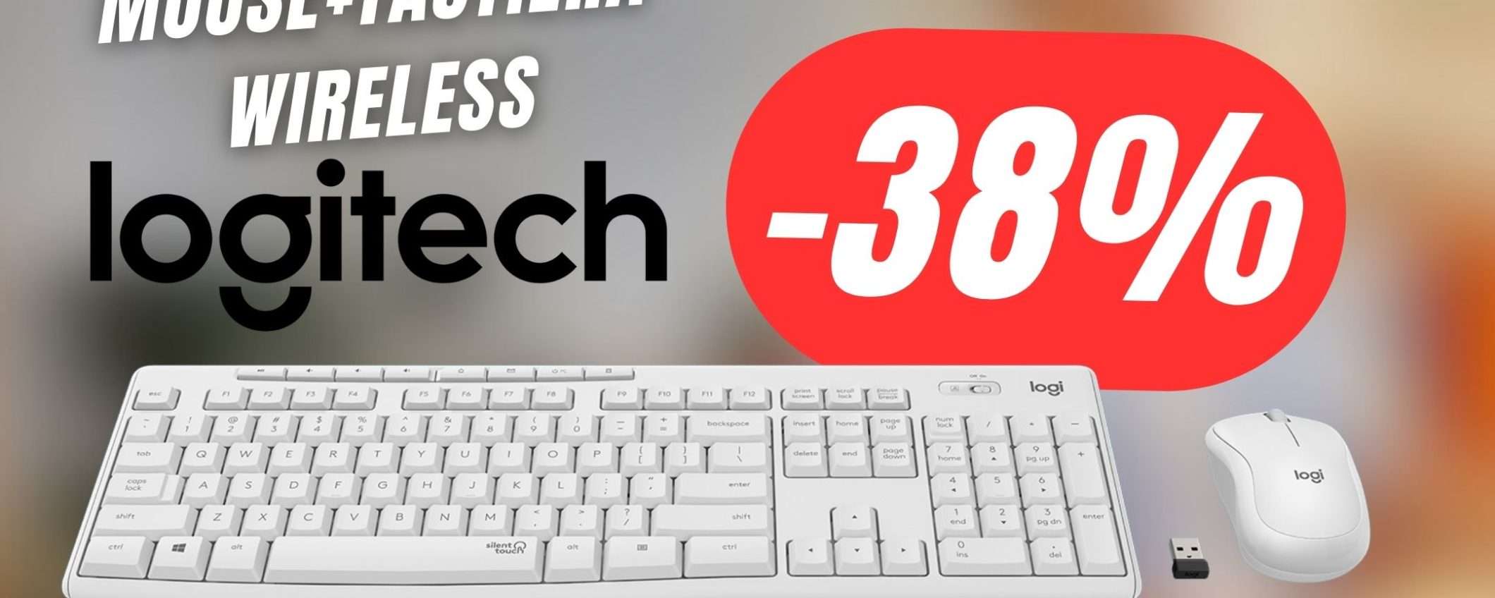 Il Kit Tastiera+Mouse senza fili e silenziosi di Logitech CROLLA del 38%!