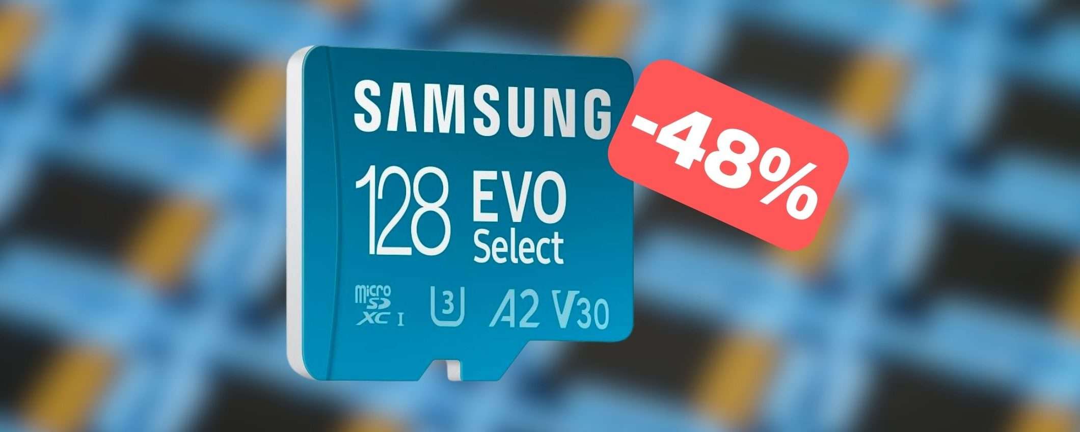 MicroSD Samsung 128GB a PREZZO WOW su Amazon (-48%)