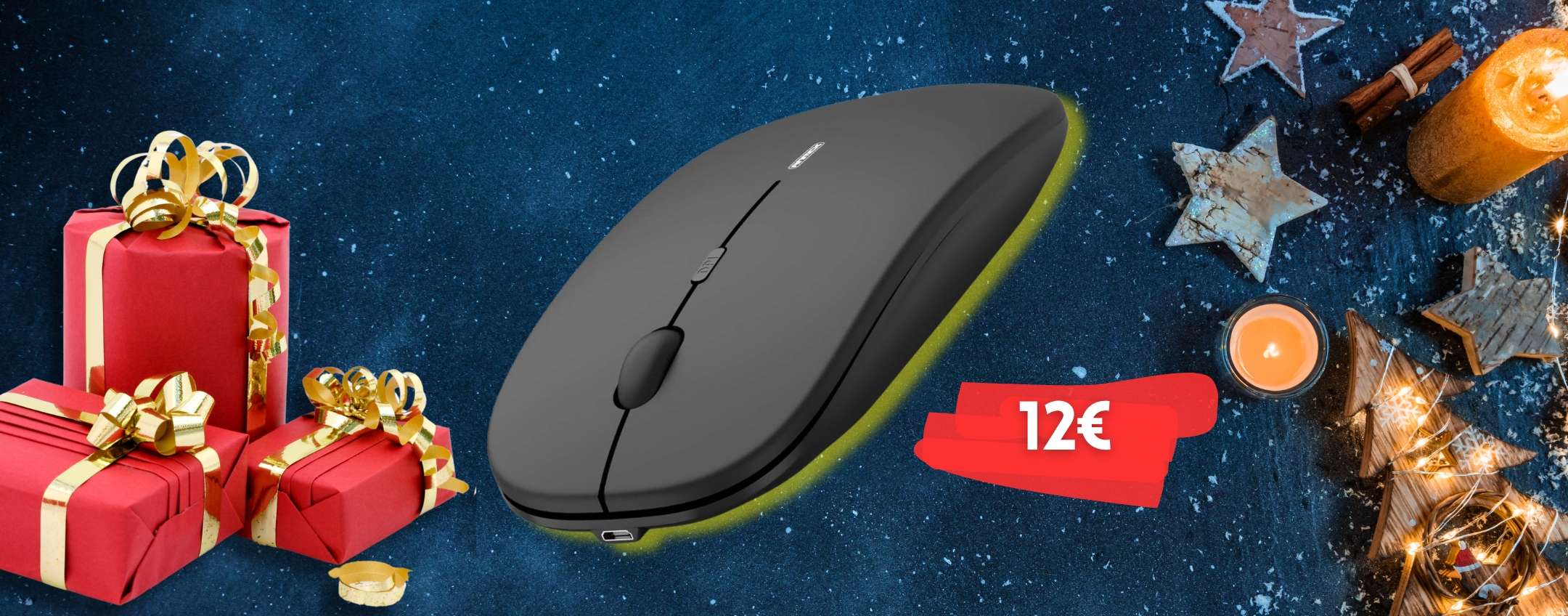 Mouse Bluetooth Ricaricabile Dpi Regolabili Compatibile Win Mac Android  Nero